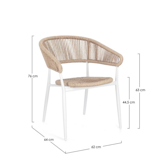 Set 4 scaune alb natur Algaida 62x64x76 cm