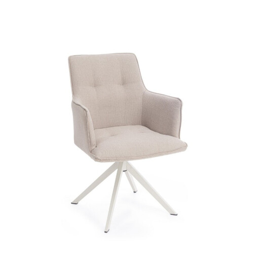 Set 2 fotolii rotative aluminiu alb charcoal textil bej Skagen 61x62x90h