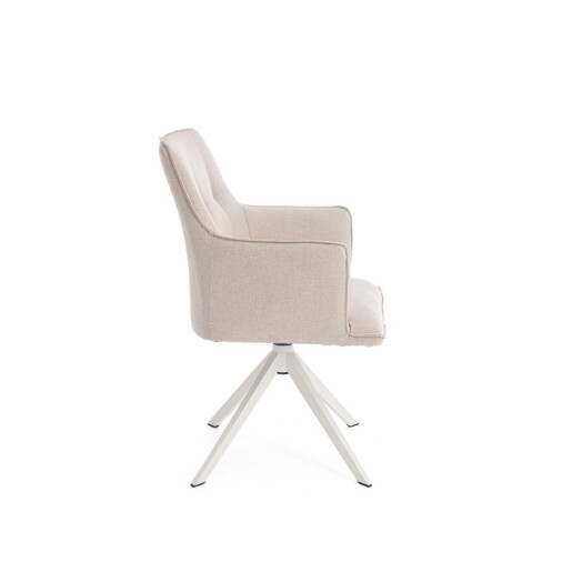 Set 2 fotolii rotative aluminiu alb charcoal textil bej Skagen 61x62x90h