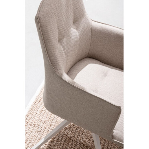 Set 2 fotolii rotative aluminiu alb charcoal textil bej Skagen 61x62x90h