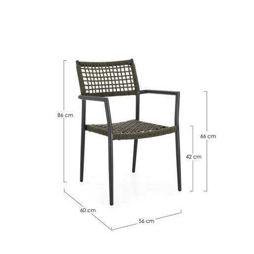 Set 4 scaune gri antracit verde Caleta 56x60x86 cm