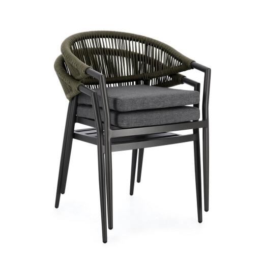 Set 4 scaune gri antracit verde Millor 57x61x78 cm