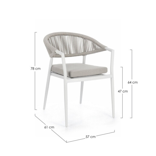 Set 4 scaune alb bej Millor 57x61x78 cm