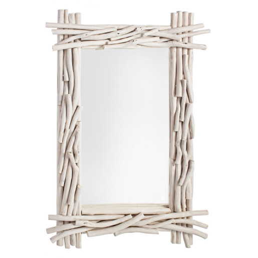 Oglinda decorativa perete cu rama lemn alb Sahel 90x6x60 cm