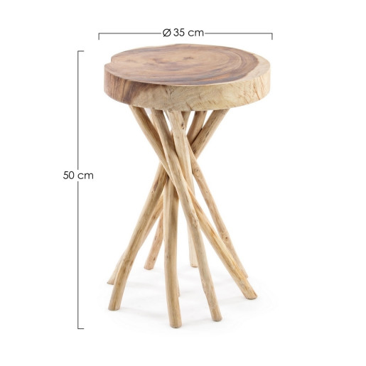 Masuta cafea blat lemn natur Solidad 35x35x50 cm