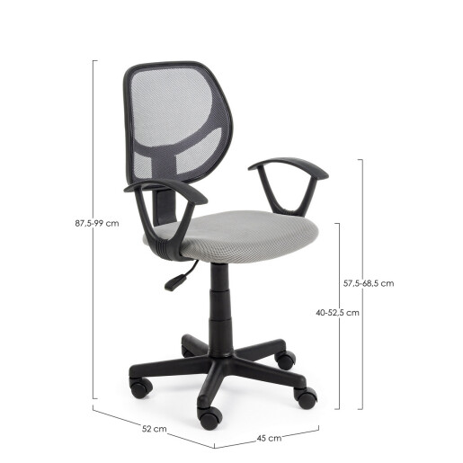 Scaun birou negru gri Ella 45x52x99 cm