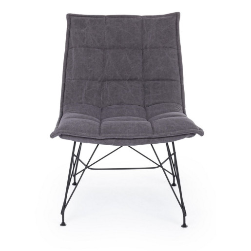 Fotoliu tapiterie stofa neagra picioare fier Mina 54 cm x 71 cm x 77 h