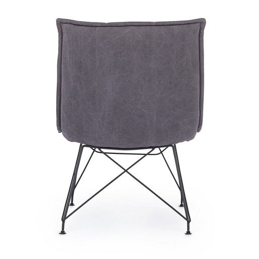 Fotoliu tapiterie stofa neagra picioare fier Mina 54 cm x 71 cm x 77 h