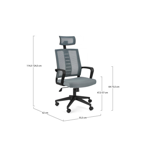 Scaun birou negru gri Roman 62x55.5x114.5/124.5 cm