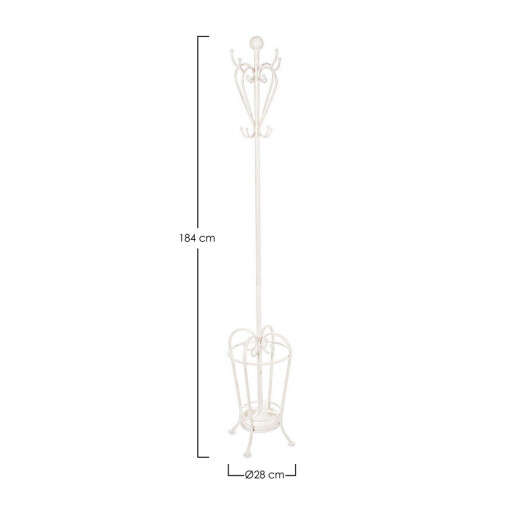 Cuier pardoseala cu suport umbrele otel alb Emily 28x28x184h