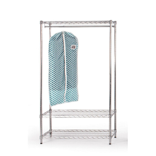Raft 2 polite cu suport haine crom argintiu 90x45x180 cm