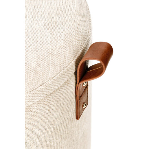 Set 2 tabureti mdf textil crem piele maro Katia 34.5x36 cm; 39x44 cm