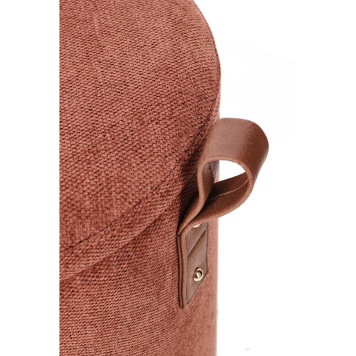 Set 2 tabureti mdf textil caramiziu piele maro Katia 34.5x36 cm; 39x44 cm