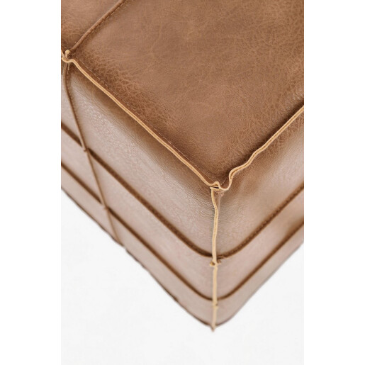 Taburet piele ecologica maro Larisa 43x43x43 cm