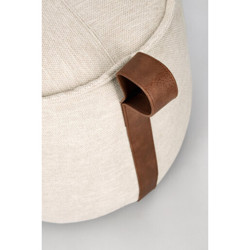 Taburet textil crem piele maro Anila 50x41.5 cm