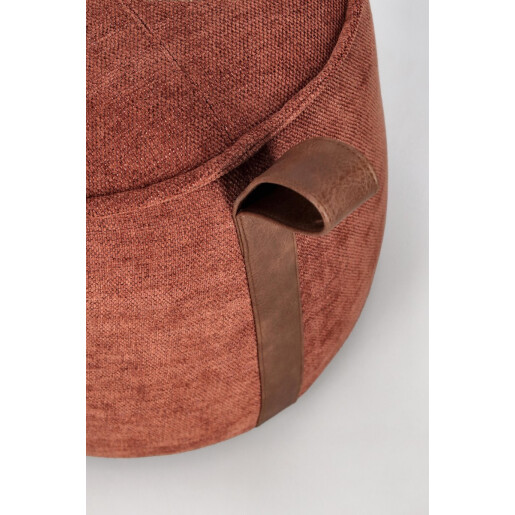 Taburet textil teracota piele maro Anila 50x41.5 cm