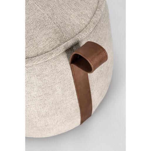 Taburet mdf textil crem piele maro Anila 50x41.5 cm