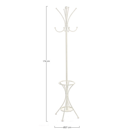 Cuier pardoseala otel alb vintage Charlotte 27x27x174