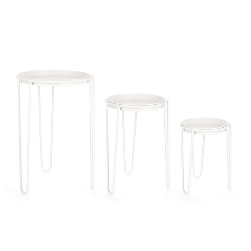 Set 3 suporturi flori otel alb Madelyn 23.5x30 cm, 28.5x40 cm, 33.5x50 cm