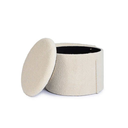 Taburet cu spatiu depozitare textil ivoire buclat Anthea 58x54x64h