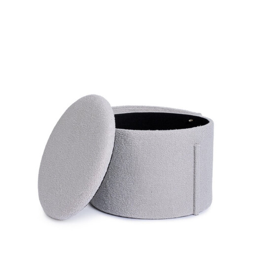 Taburet cu spatiu depozitare textil gri buclat Anthea 58x54x64h