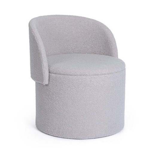 Taburet cu spatiu depozitare textil gri buclat Anthea 58x54x64h