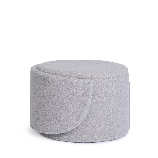 Taburet cu spatiu depozitare textil gri buclat Anthea 58x54x64h