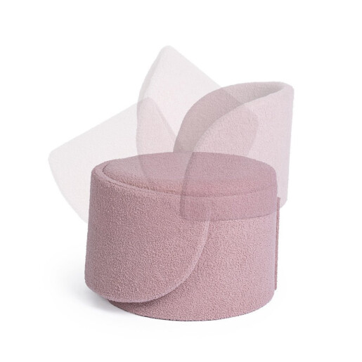 Taburet cu spatiu depozitare textil roz buclat Anthea 58x54x64h