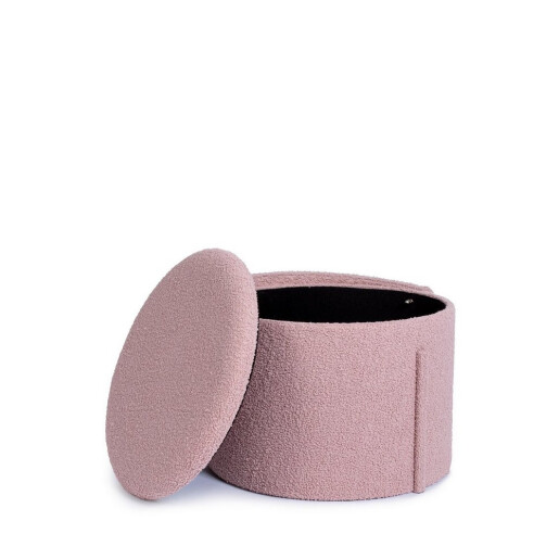 Taburet cu spatiu depozitare textil roz buclat Anthea 58x54x64h
