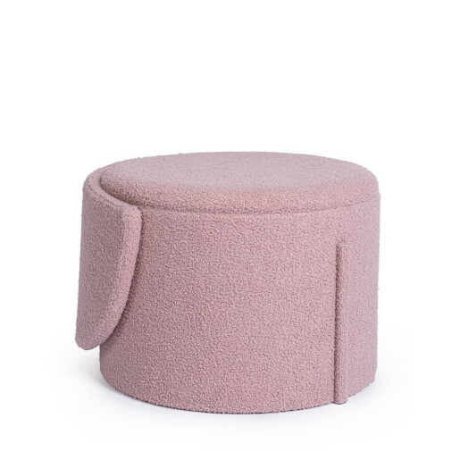 Taburet cu spatiu depozitare textil roz buclat Anthea 58x54x64h