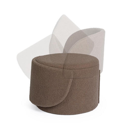 Taburet cu spatiu depozitare textil taupe buclat Anthea 58x54x64h