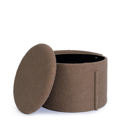 Taburet cu spatiu depozitare textil taupe buclat Anthea 58x54x64h