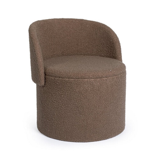 Taburet cu spatiu depozitare textil taupe buclat Anthea 58x54x64h