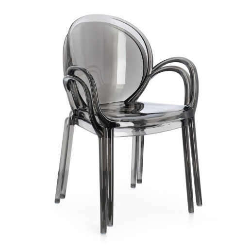 Set 4 scaune policarbonat transparent gri Camilla 58x52x87 cm