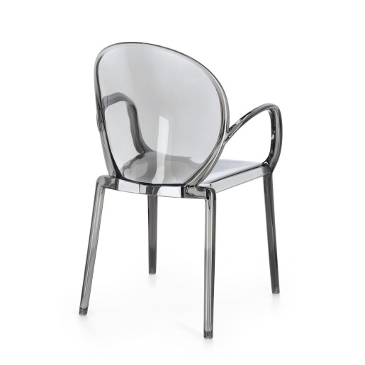 Set 4 scaune policarbonat transparent gri Camilla 58x52x87 cm