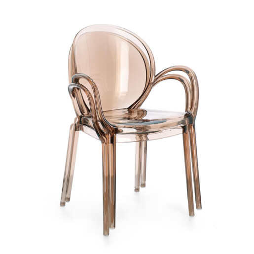 Set 4 scaune policarbonat transparent maro Camilla 58x52x87 cm