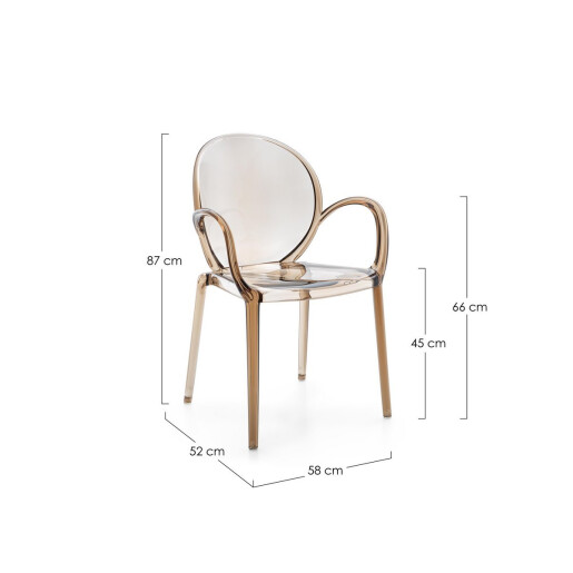 Set 4 scaune policarbonat transparent maro Camilla 58x52x87 cm