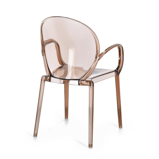 Set 4 scaune policarbonat transparent maro Camilla 58x52x87 cm