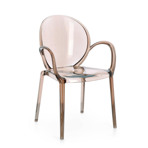 Set 4 scaune policarbonat transparent maro Camilla 58x52x87 cm
