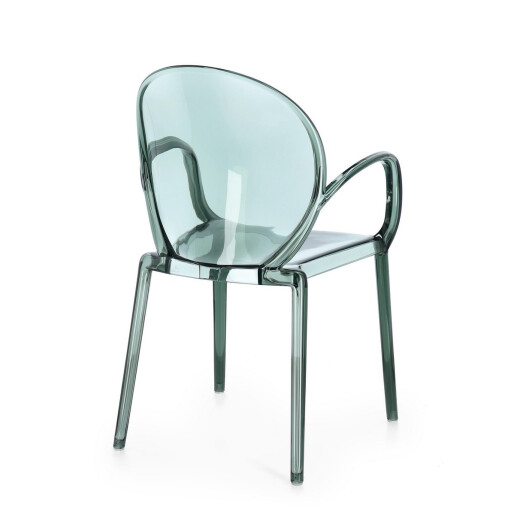 Set 4 scaune policarbonat transparent verde menta Camilla 58x52x87 cm