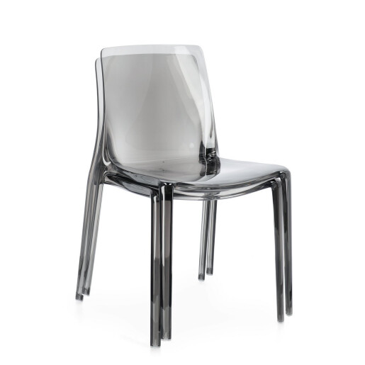 Set 4 scaune policarbonat transparent gri Adele 50x54x82 cm