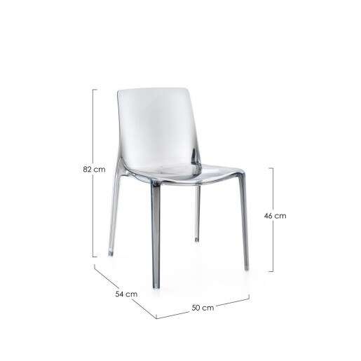 Set 4 scaune policarbonat transparent gri Adele 50x54x82 cm