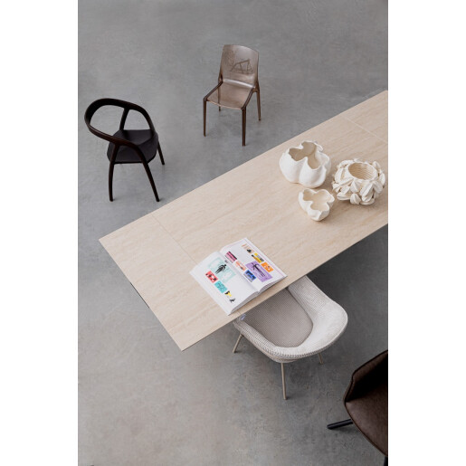 Set 4 scaune policarbonat transparent maro Adele 50x54x82 cm