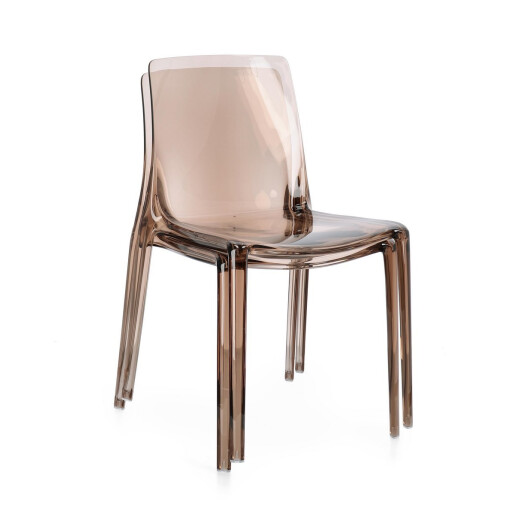 Set 4 scaune policarbonat transparent maro Adele 50x54x82 cm