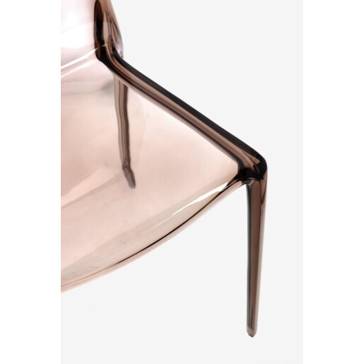 Set 4 scaune policarbonat transparent maro Adele 50x54x82 cm