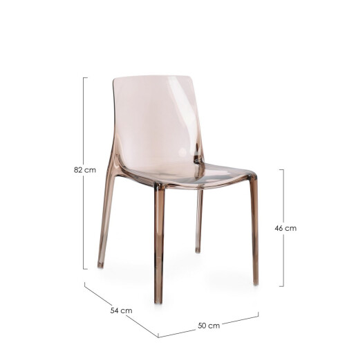 Set 4 scaune policarbonat transparent maro Adele 50x54x82 cm