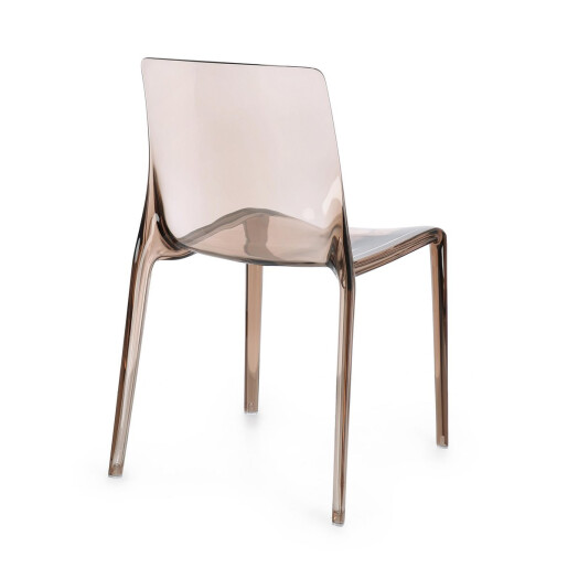 Set 4 scaune policarbonat transparent maro Adele 50x54x82 cm