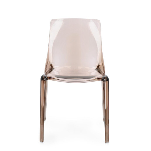 Set 4 scaune policarbonat transparent maro Adele 50x54x82 cm