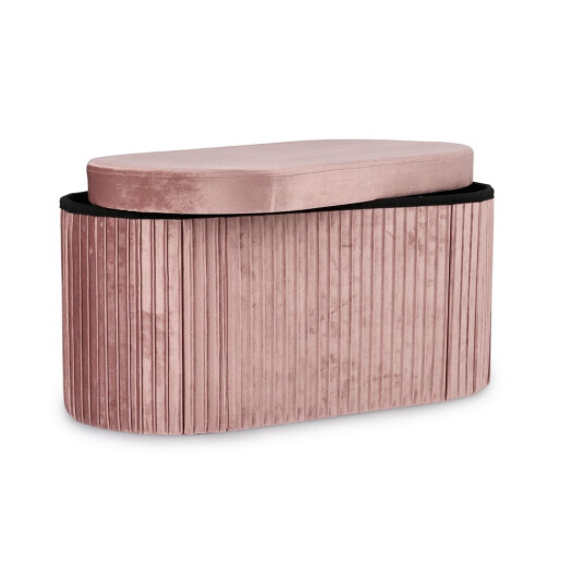 Bancuta catifea roz Jocelyn 76x38x38 cm