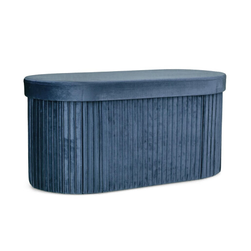 Bancuta catifea albastra Jocelyn 76x38x38 cm